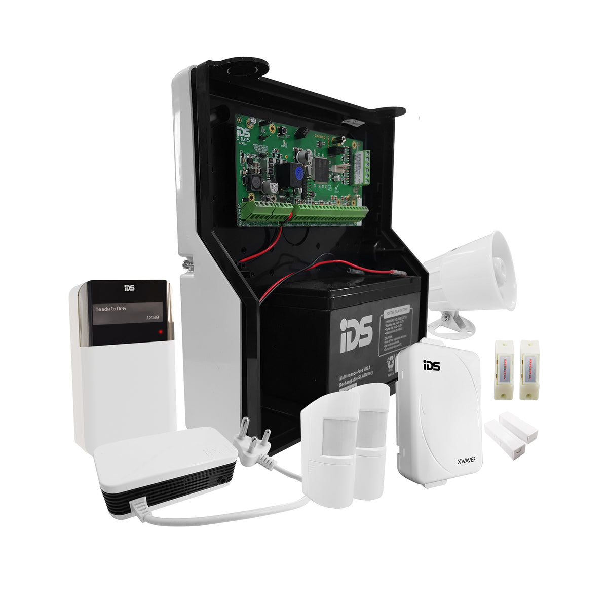 IDS X64 Wireless Alarm Kit LCD 2xMotionSense 2xDoorSense 2xPanic Buttons