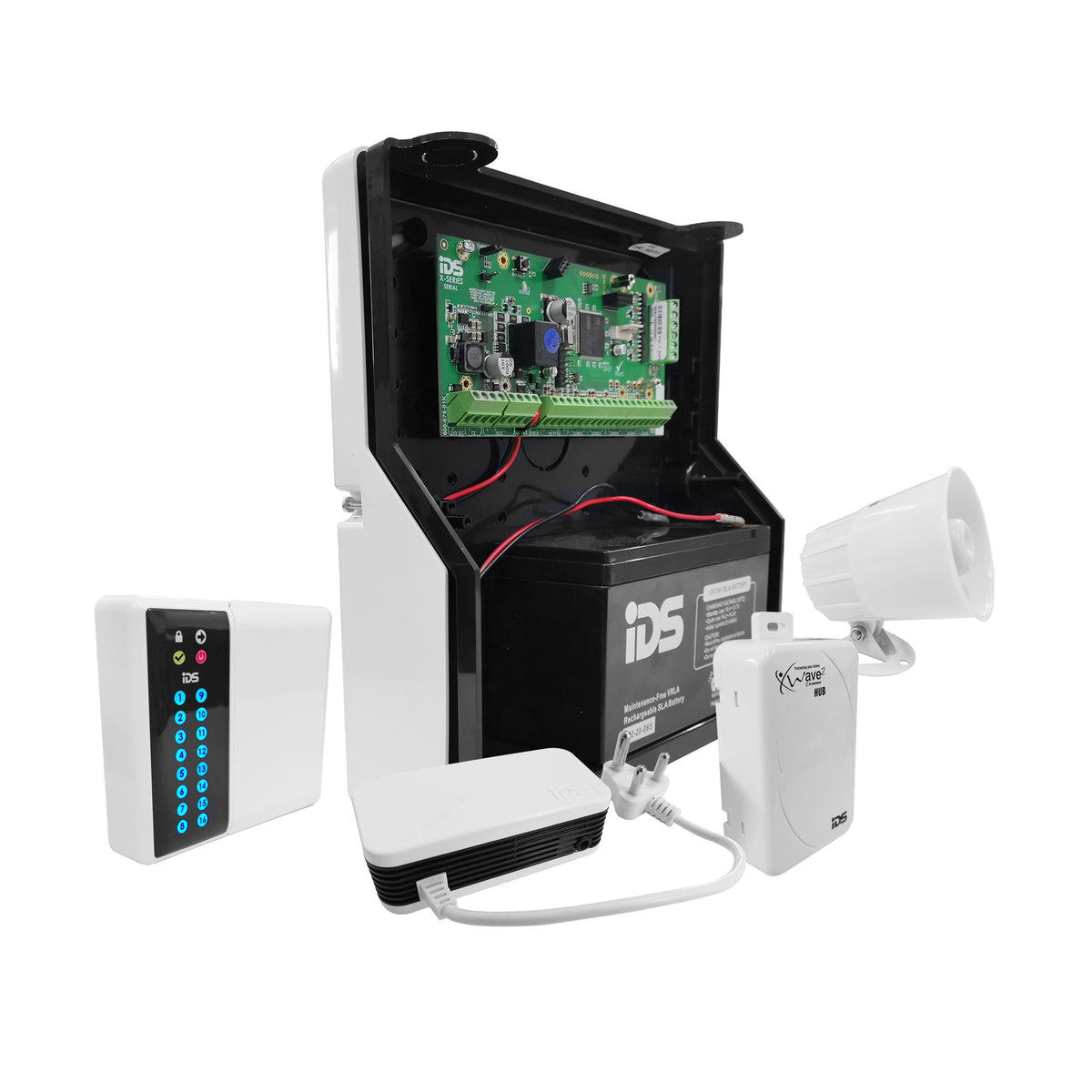 IDS X64 8 Zone Alarm Kit Including Xwave2 Bus Wireless Zone Hub