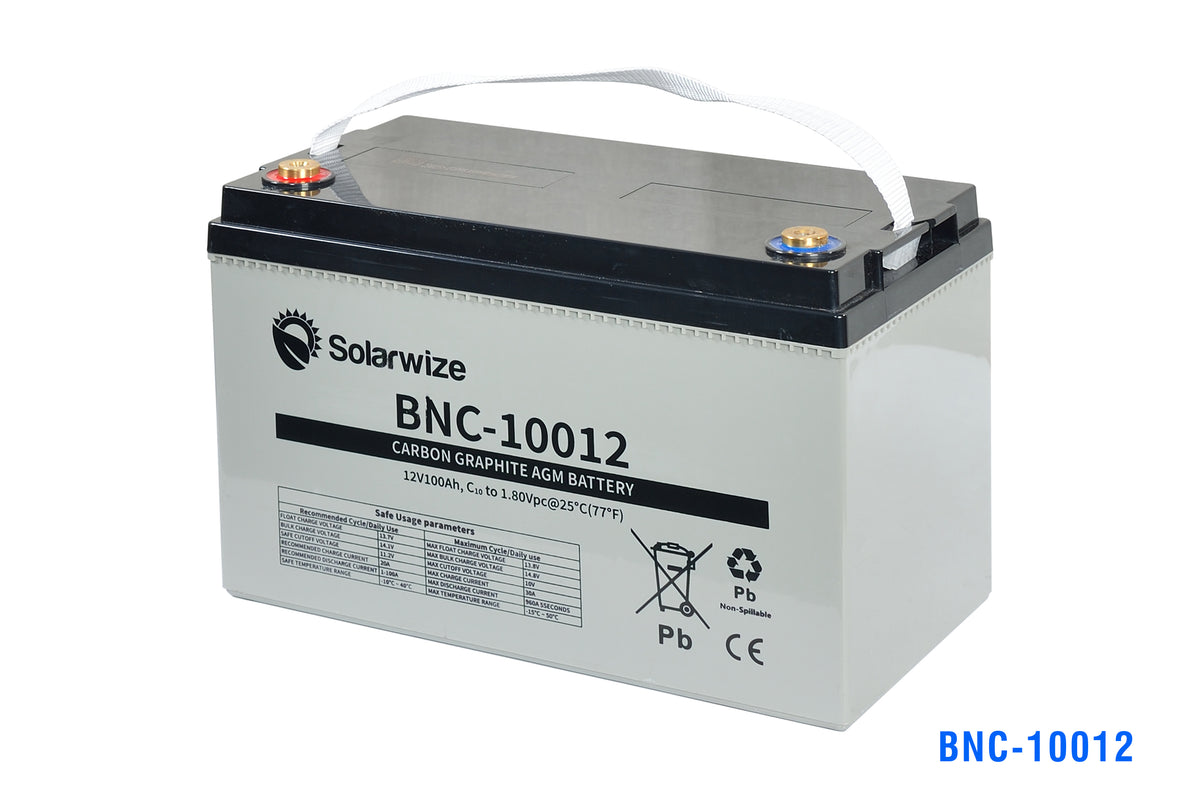 Solarwize 100Ah Carbon Graphite AGM Inverter Solar Battery