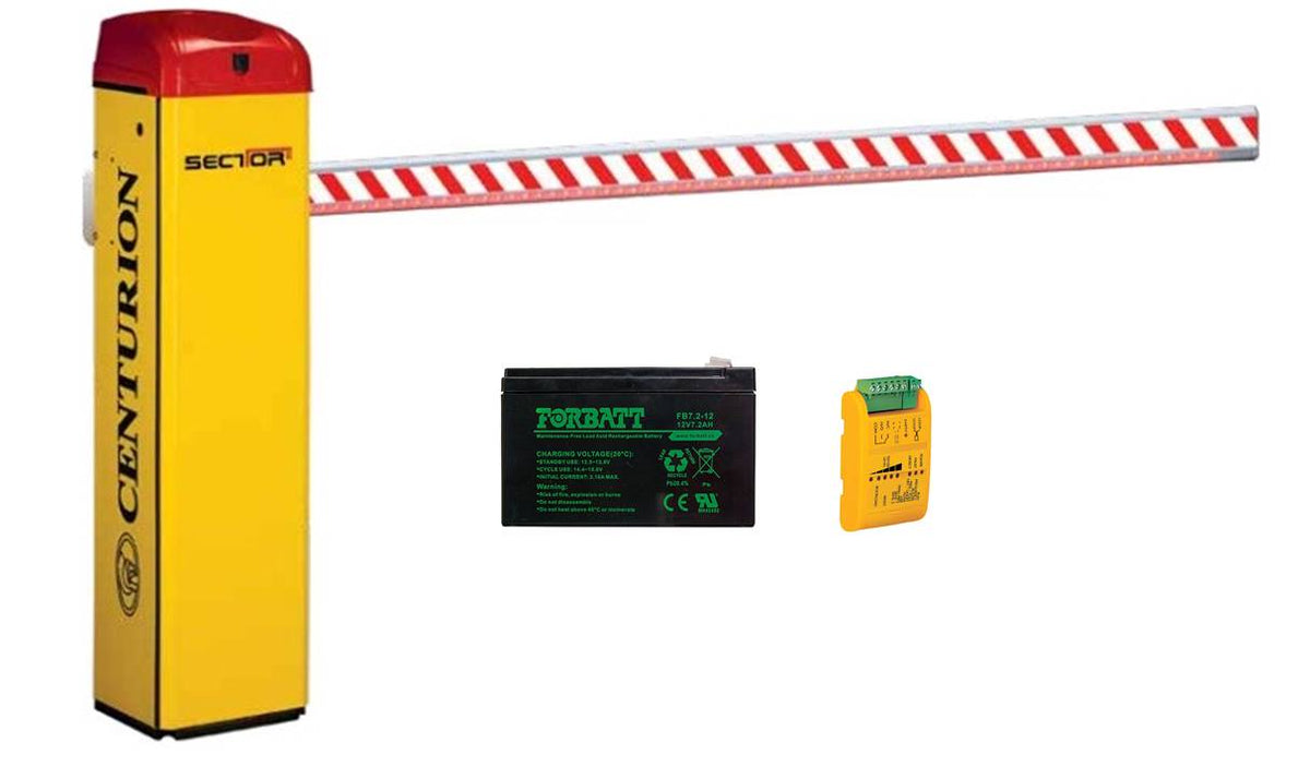 Centurion 3m Sector II Traffic Boom Barrier Rect Pole LEDs and Flux Loop Detector