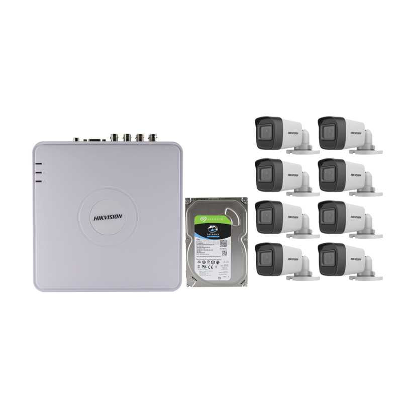 Hikvision HD-TVI 8 Channel Hi-Res DVR 8 Camera CCTV Kit