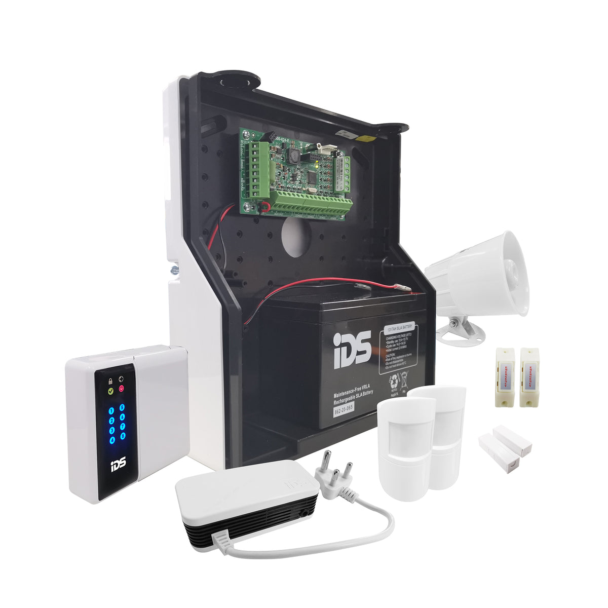 IDS 806 8 Zone Wired Alarm Kit Incl LED Keypad 2xMotionSense Detectors 2xPanic