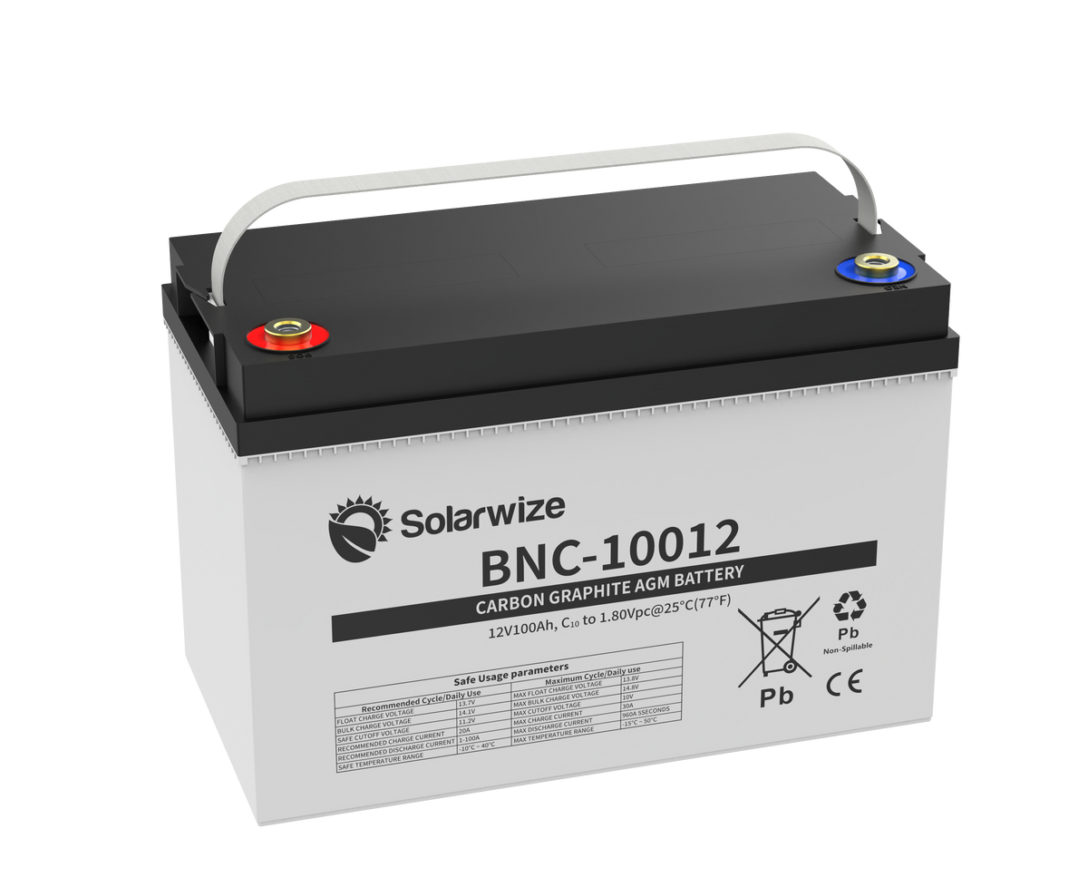 Solarwize 100Ah Carbon Graphite AGM Inverter Solar Battery