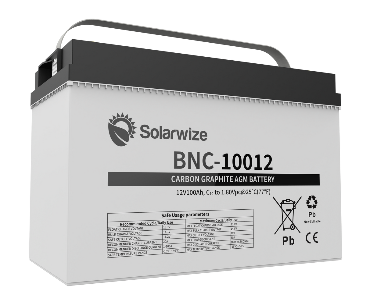 Solarwize 100Ah Carbon Graphite AGM Inverter Solar Battery