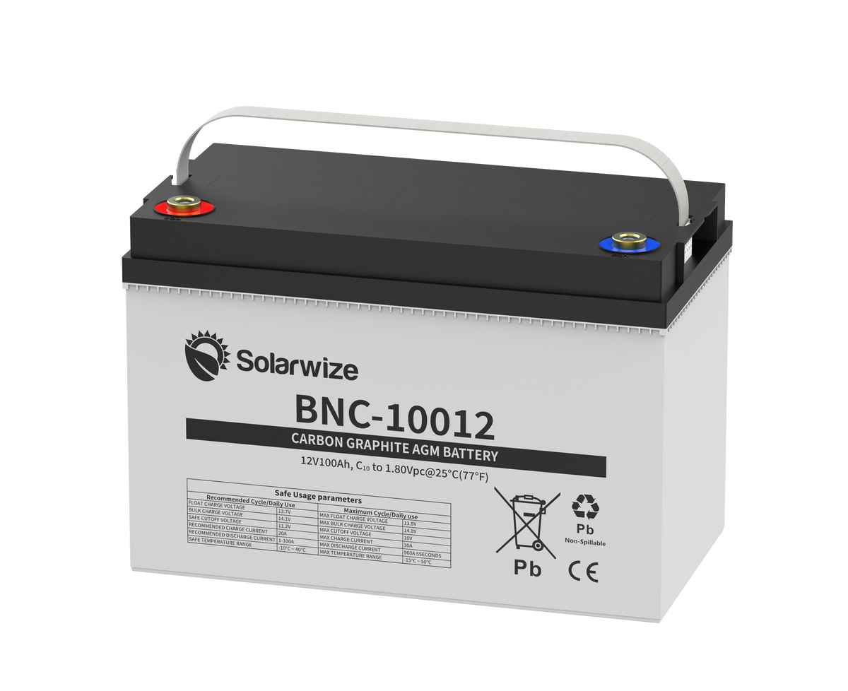 Solarwize 100Ah Carbon Graphite AGM Inverter Solar Battery