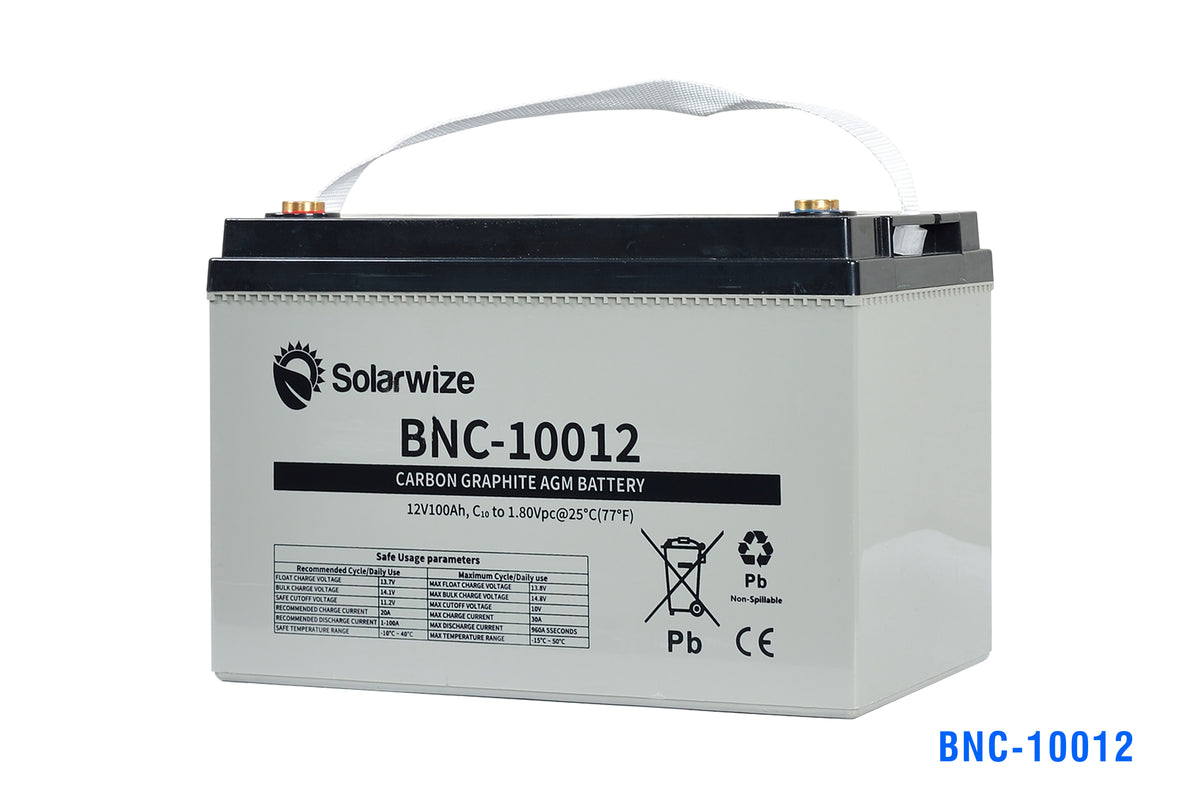 Solarwize 100Ah Carbon Graphite AGM Inverter Solar Battery