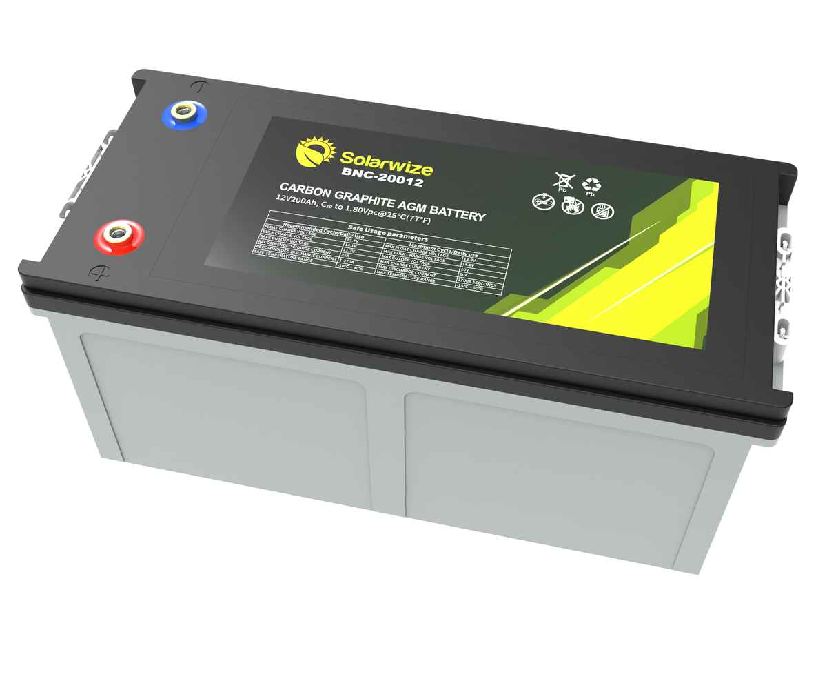 Solarwize 200Ah Carbon Graphite AMG Inverter Solar Battery