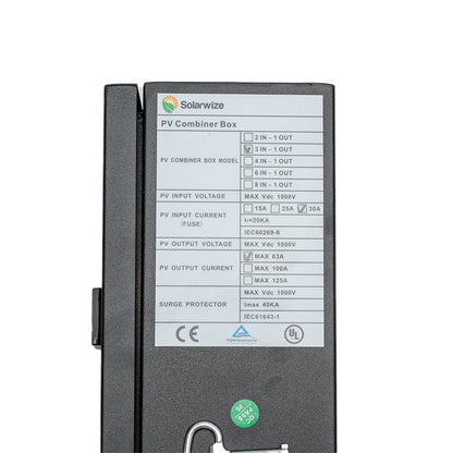 Solarwize 3in-1out PV Solar Metal Combiner Box