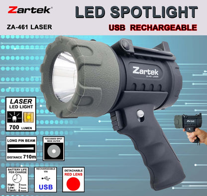 Zartek ZA-461 Laser USB Rechargeable LED Spotlight - 700 Lumens
