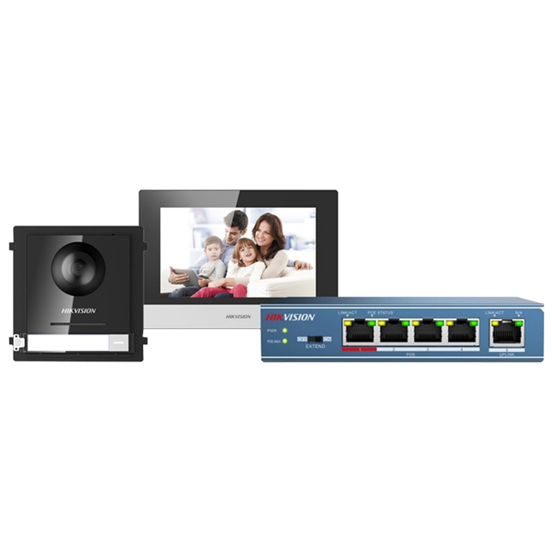 Hikvision 1-1 Video Intercom Kit (with SD Card and 4 Port Switch)