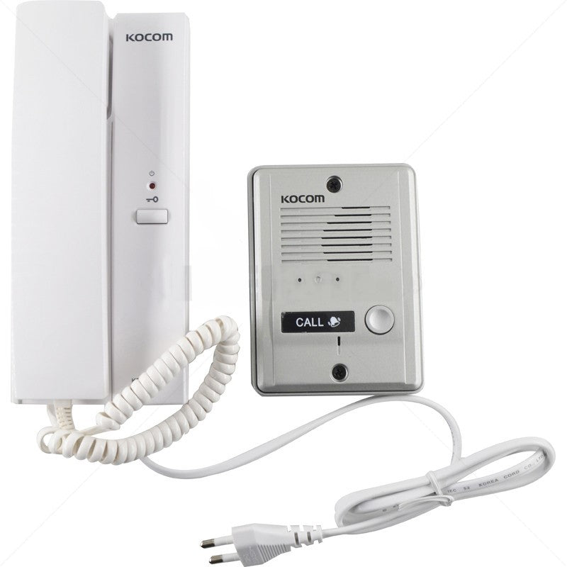 Kocom 220VAC 1-1 Audio Intercom Kit with Metal Gate Station