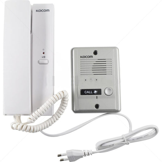 Kocom 220VAC 1-1 Audio Intercom Kit with Metal Gate Station